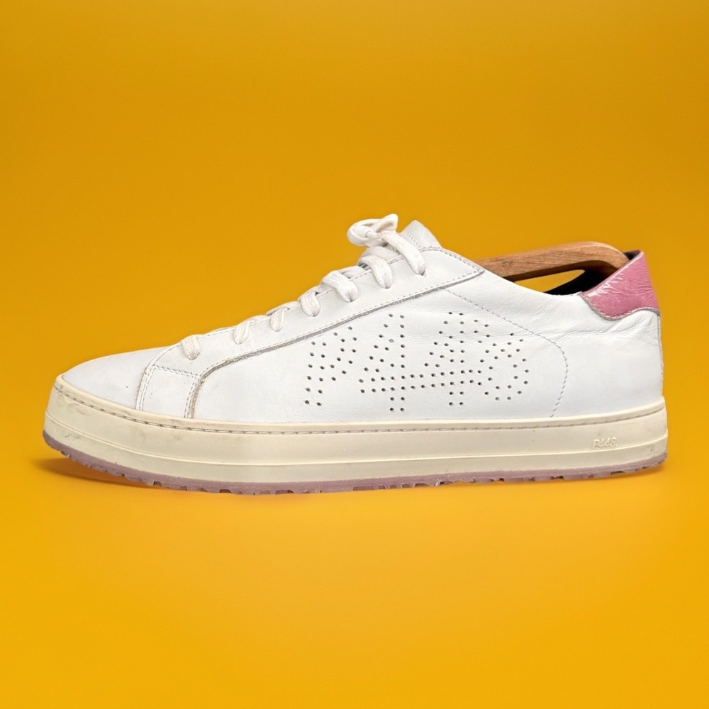 P448 Jack Hidden Wedge White Leather Sneakers Pink Heel Size 43 US 11